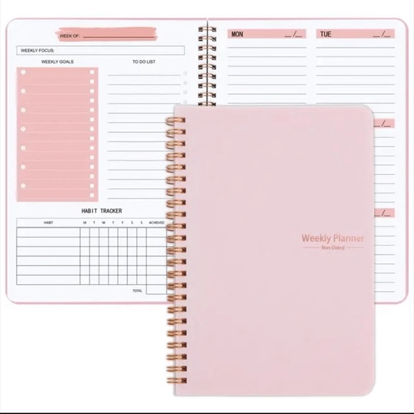 🌿{Get Your Life Together} Gold & Pink Spiral Weekly Planner | Blank Undated - Picture 1 of 16